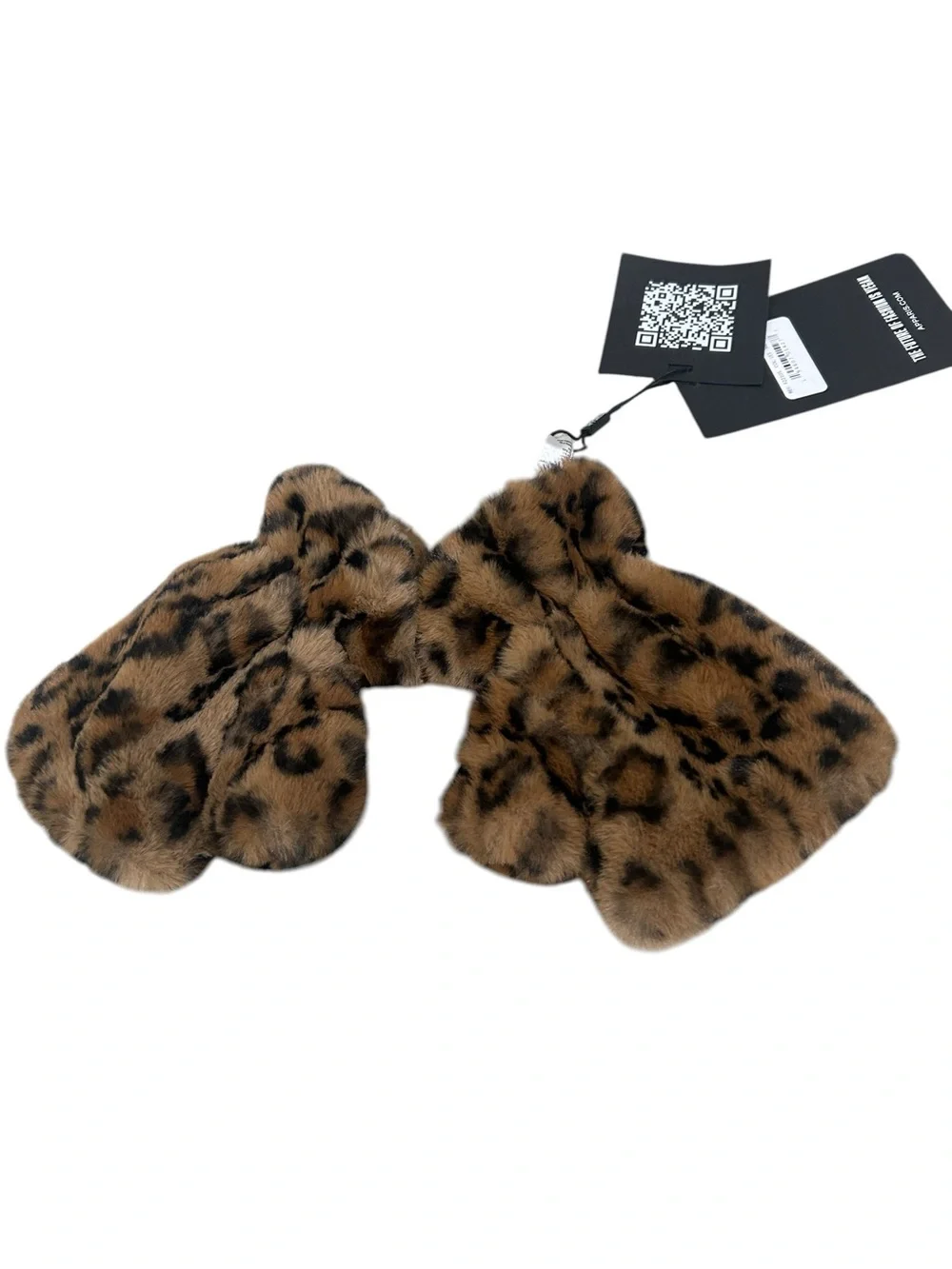 NWT Apparis Brown & Black Leopard Faux Fur Mittens & headband set Giftable